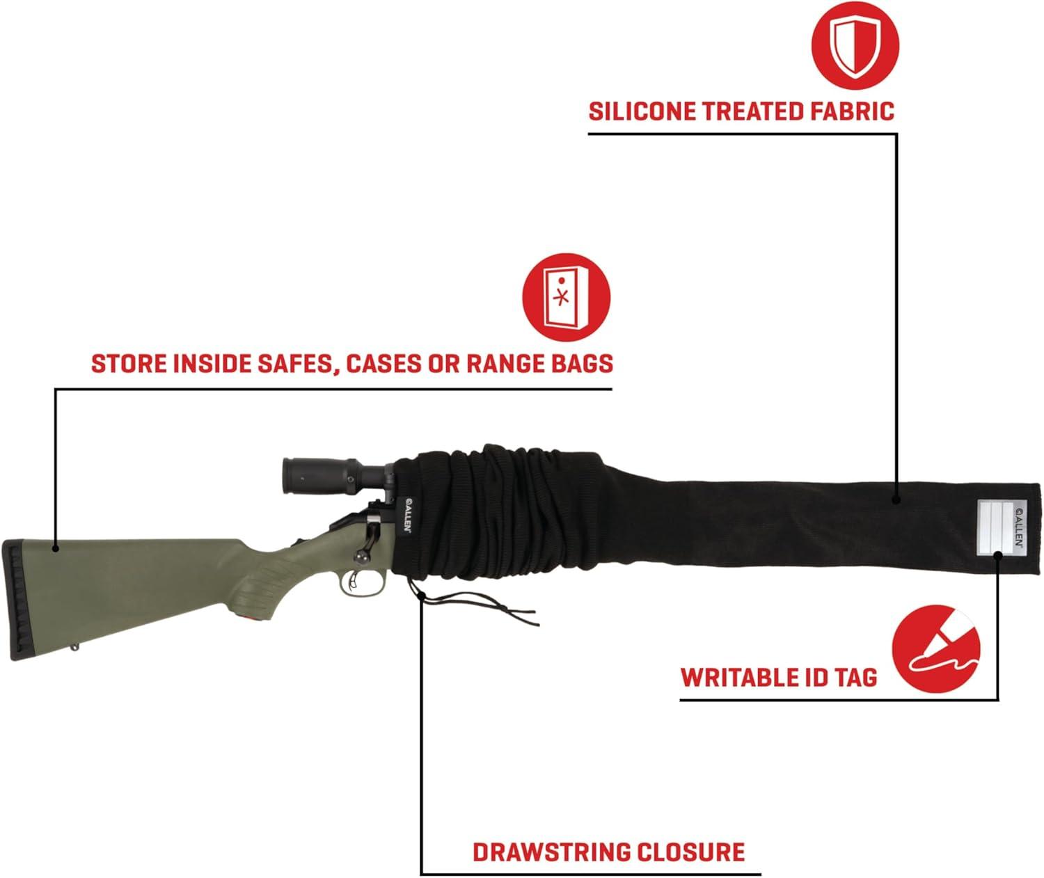 image:imageAllen Company 52 Gun Sock with Writeable ID Label 52 Rifles with Scopes amp ShotgunsBlack