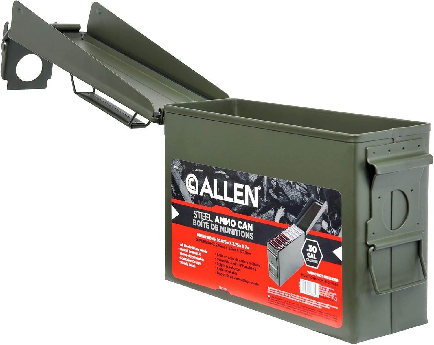 image:imageAllen Company Classic Steel Ammo Box Lockable amp Waterproof Lid 2 Sizes 30 50 Caliber Army Green30 Caliber Pack of 1
