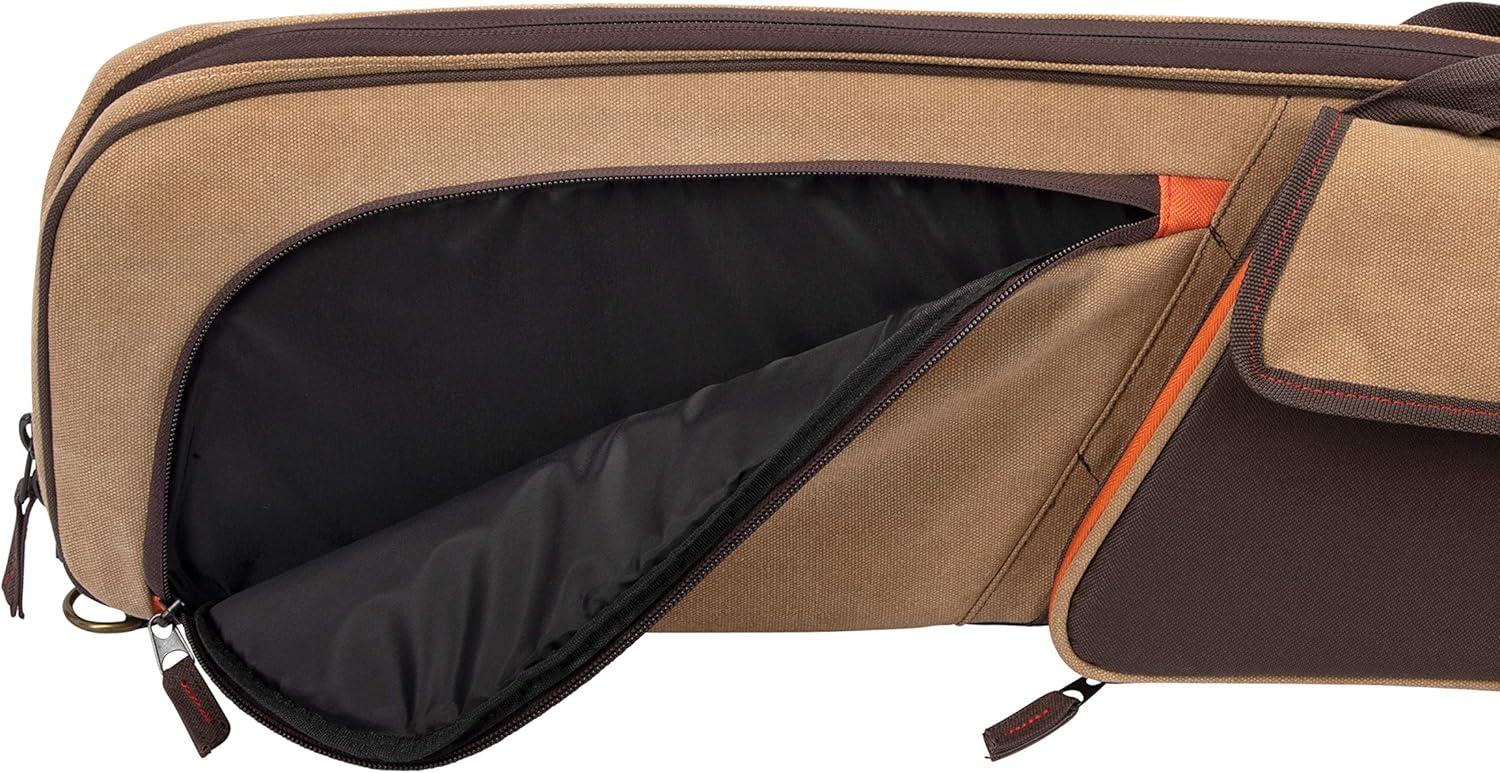 image:imageAllen Company Humbolt 52Inch Shotgun Case Cotton Canvas Gun Case with Quilted Interior Padded Wrap Handle Shell Loops amp Storage Pockets TanBrown