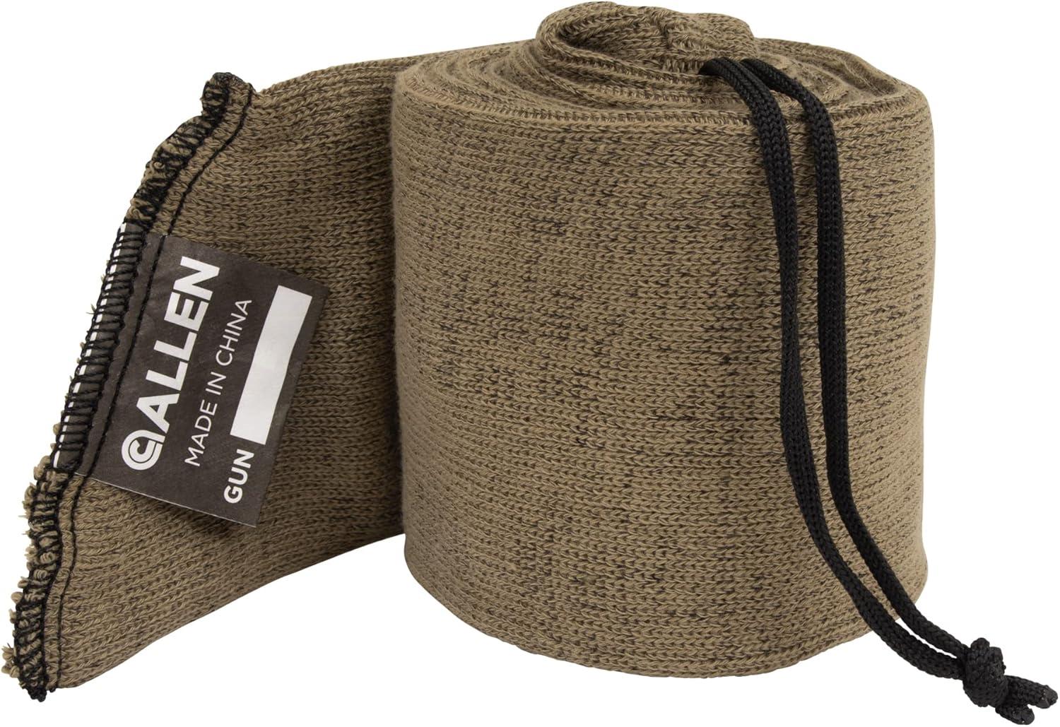 image:imageAllen Company Knit Gun Sock for RifleShotguns With or Without Scope AntiRust and SiliconeTreated for Gun Safe Bag and Case Storage Drawstring Closure 52 Gray 3 PackTan
