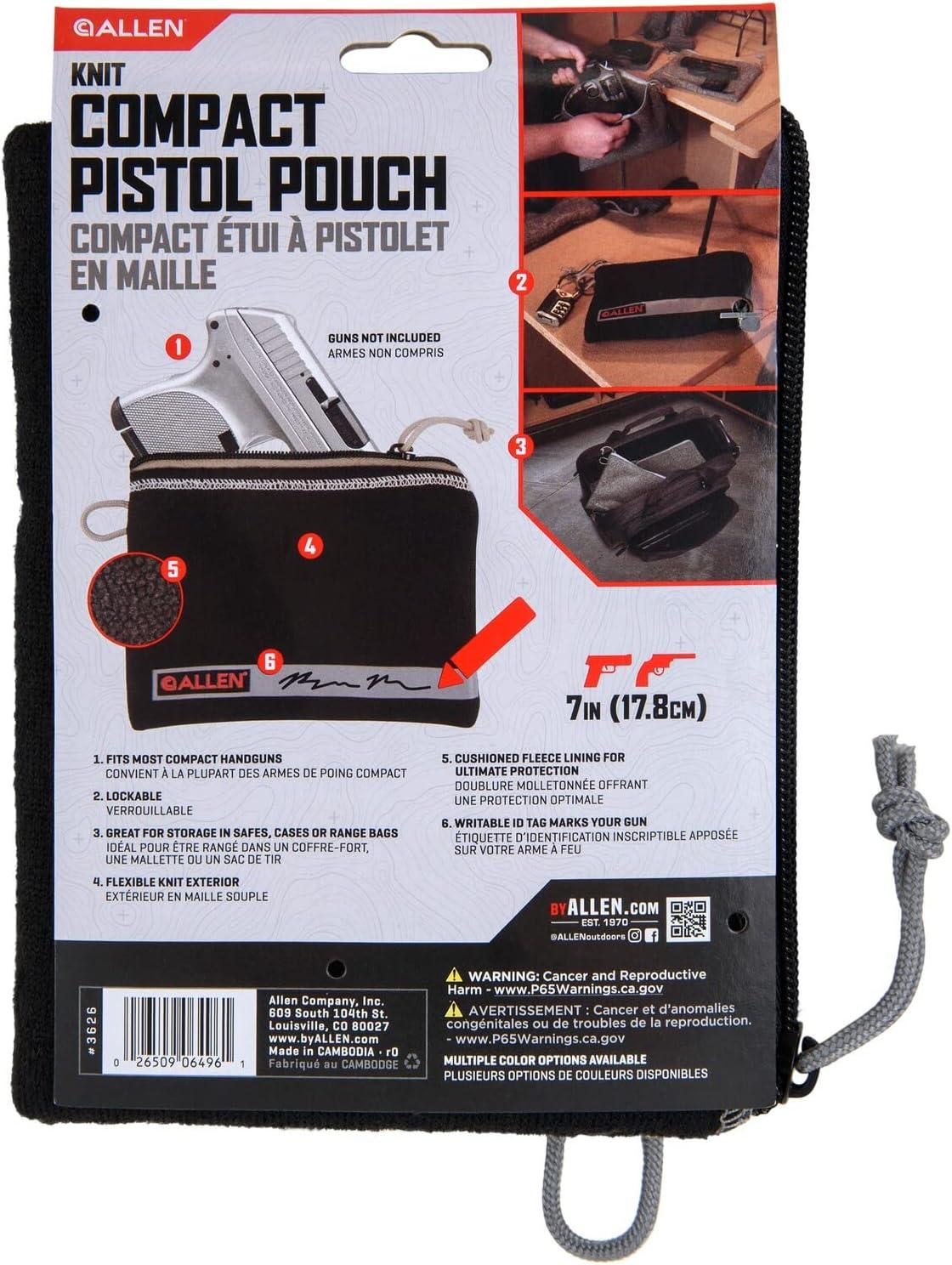 image:imageAllen Company Lockable Handgun Storage Pouch with Writeable ID Label Compact 5 to 7 Handguns Black