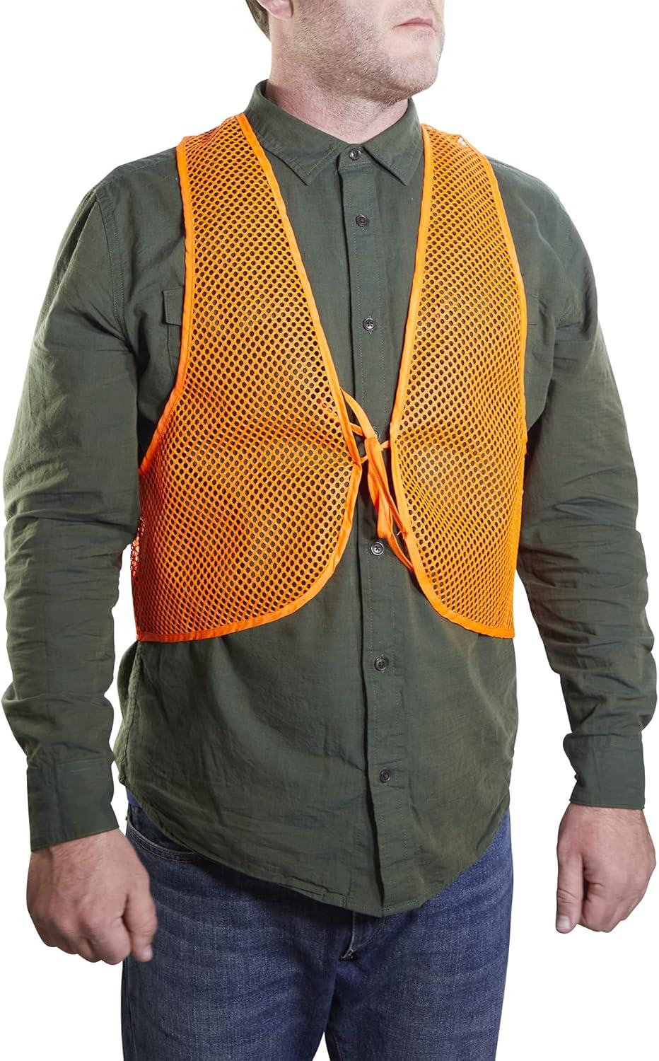 image:imageAllen Company Adult Blaze Orange Mesh Hunting Vest with a FrontTie Closure HighVisibility Saftey Gear for Men and Women Fits over Clothes and Jacket One size