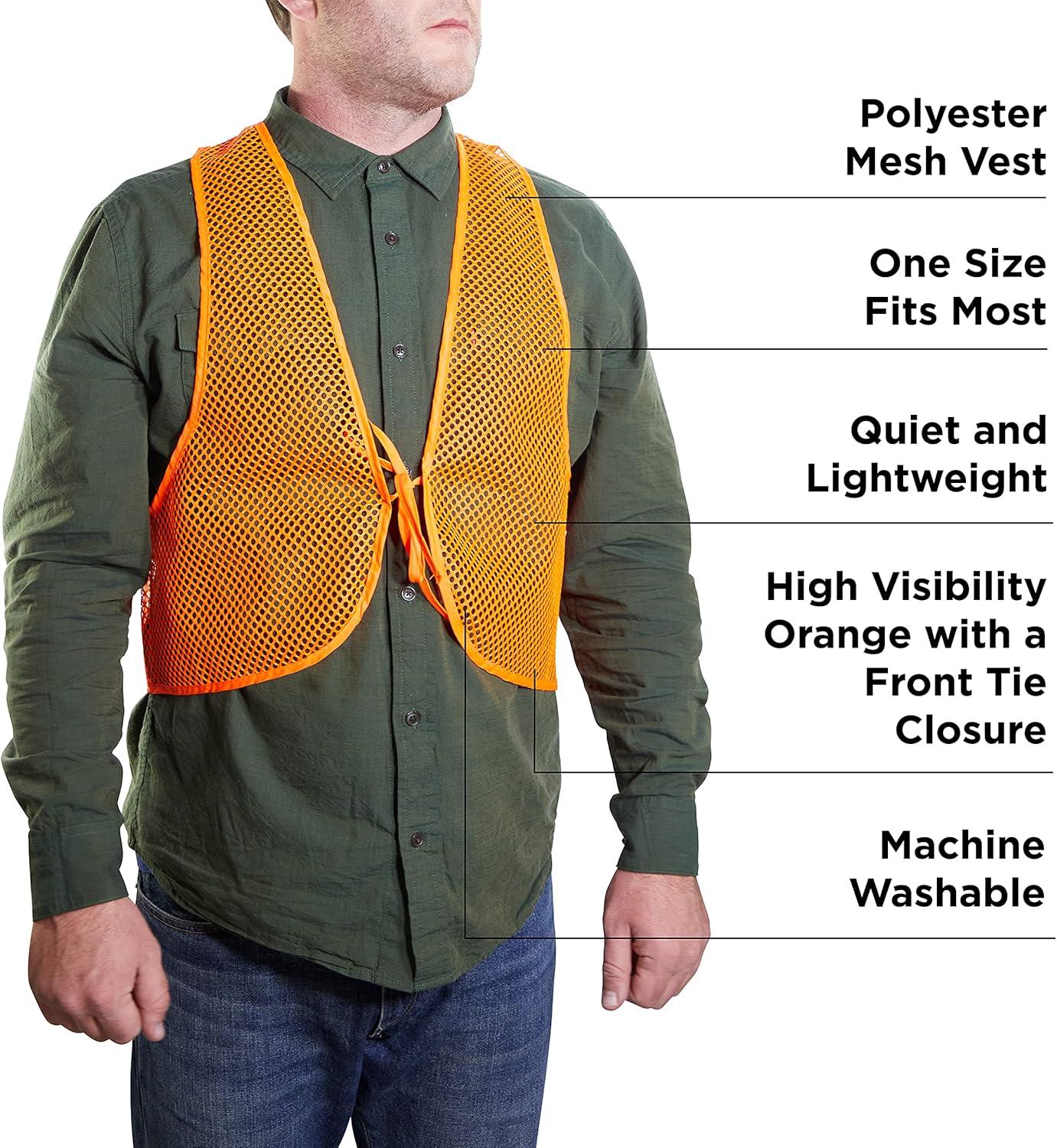 image:imageAllen Company Adult Blaze Orange Mesh Hunting Vest with a FrontTie Closure HighVisibility Saftey Gear for Men and Women Fits over Clothes and Jacket One size