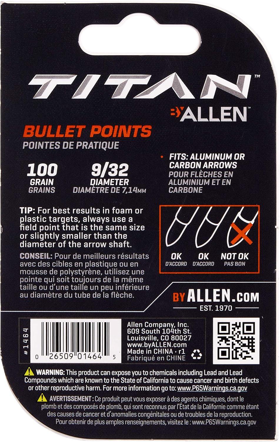 image:imageAllen Company Archery Bullet Points Soft Arrow Tips for Target Practice ScrewOn Design Reduces Wear and Tear on Targets Multiple SizesGrain 12Pack Black932 Inch 100 Gra