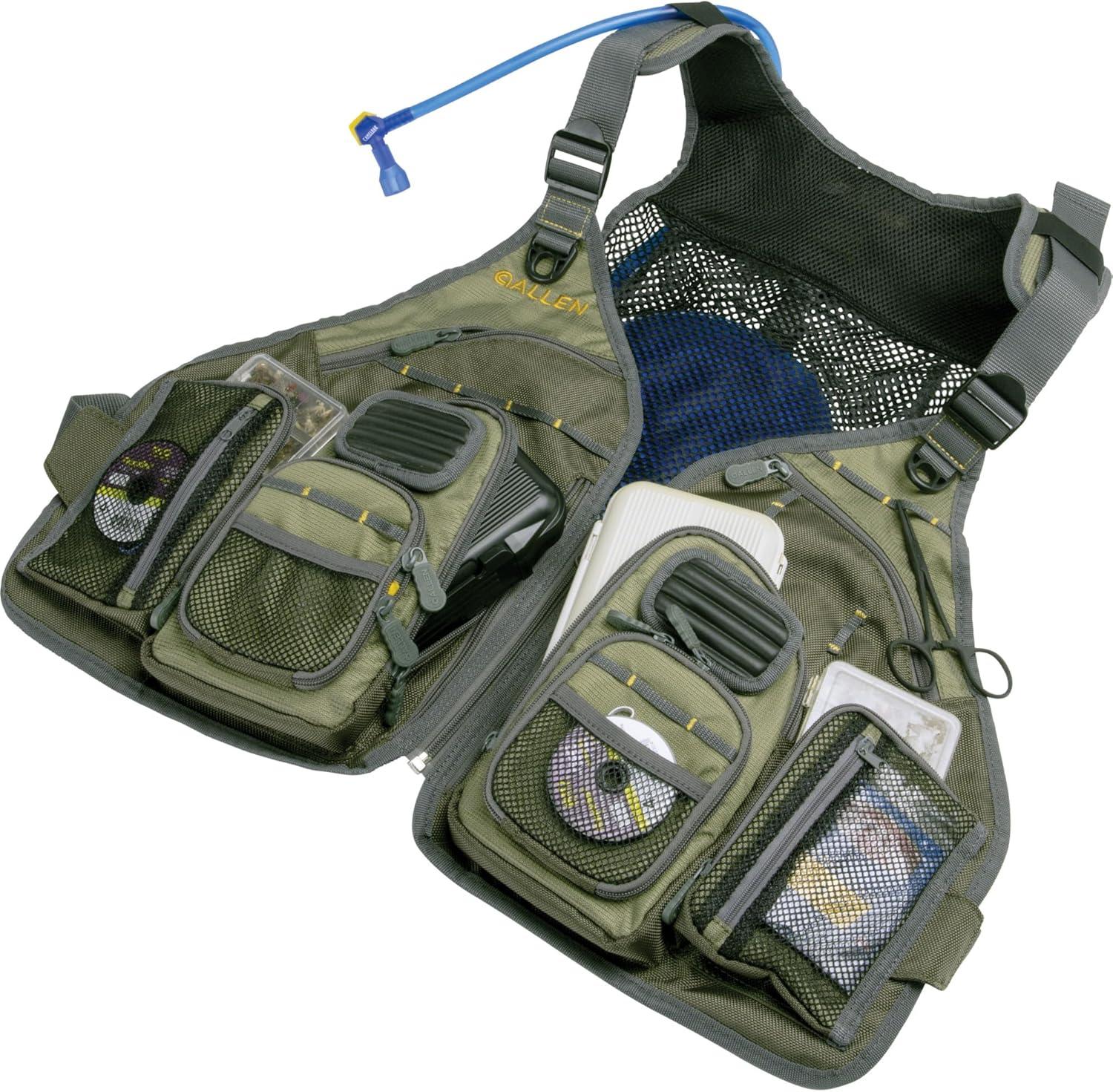 image:imageAllen Company Big Horn Fishing Chest Vest with MOLLE Web Gear Lash with Hydration Storage Pocket Fishing Outdoor Gear Olive Medium 6346
