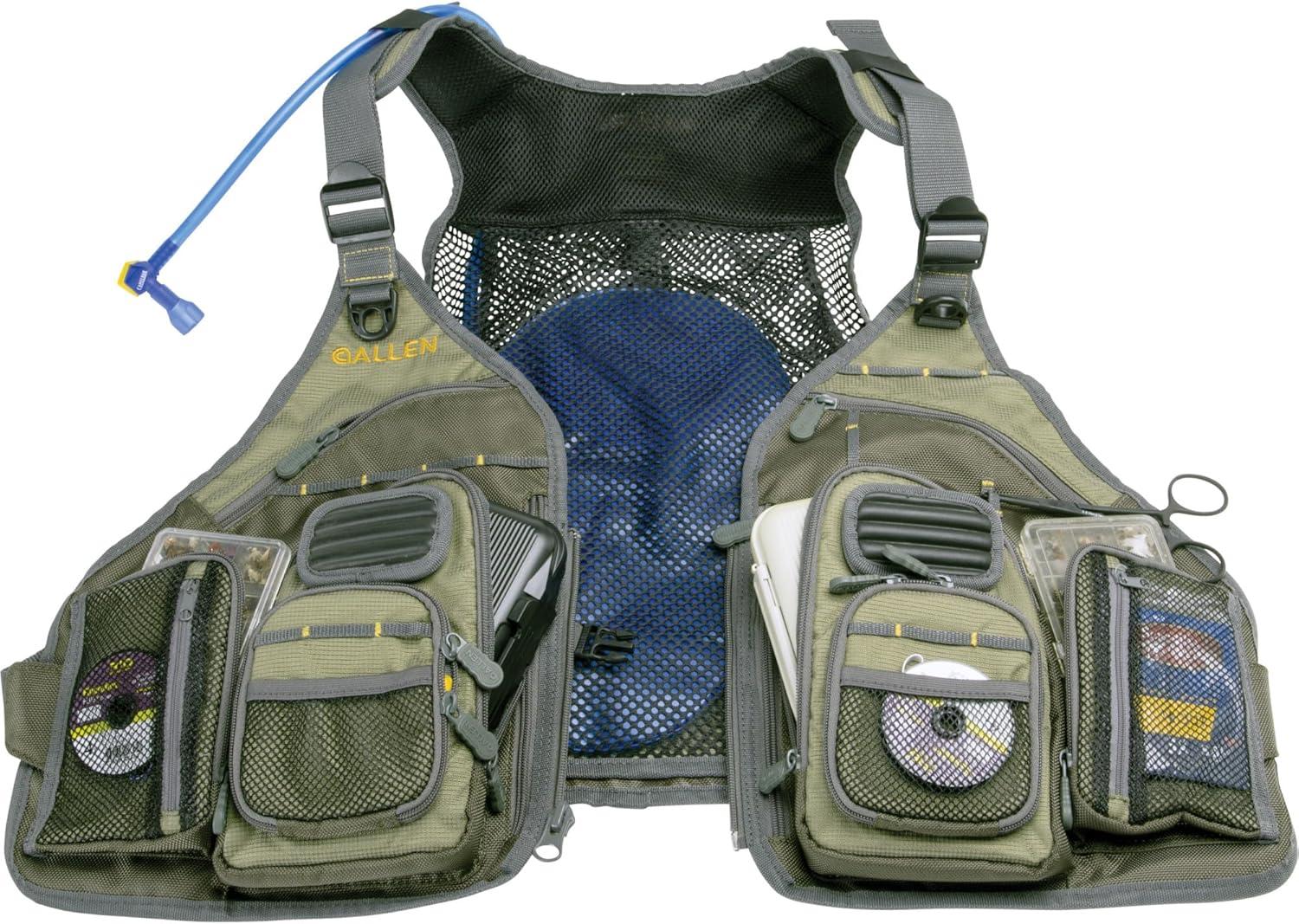 image:imageAllen Company Big Horn Fishing Chest Vest with MOLLE Web Gear Lash with Hydration Storage Pocket Fishing Outdoor Gear Olive Medium 6346