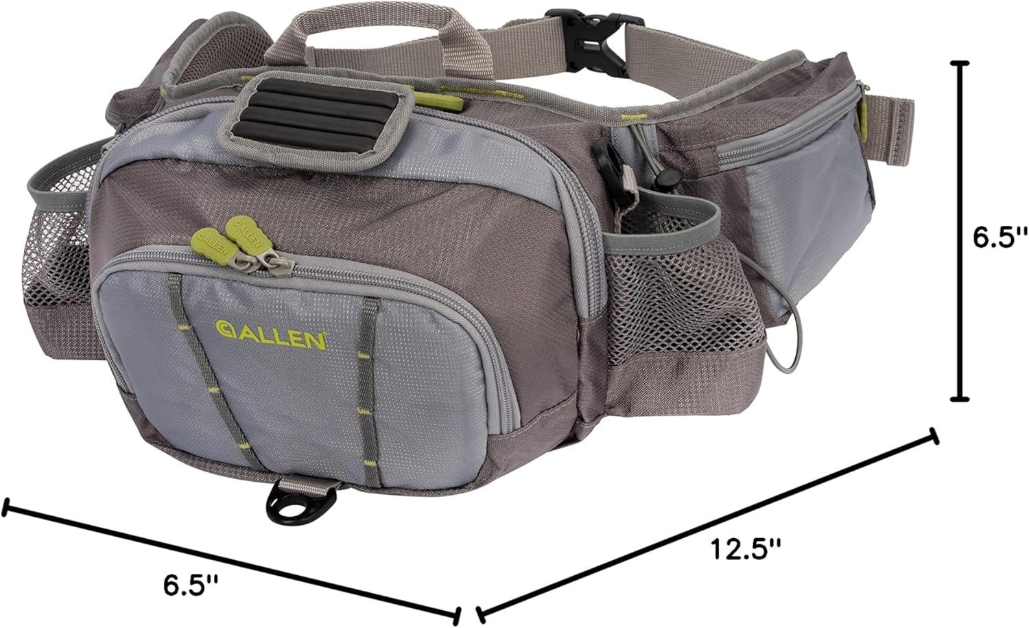 image:imageAllen Company Eagle River Lumbar Fly Fishing Pack Holds 6 Fly Boxes ZipDown Workstation Waist Bottle Pockets Durable Outdoor Waist Pack GrayLime and Olive GreenGrayLime