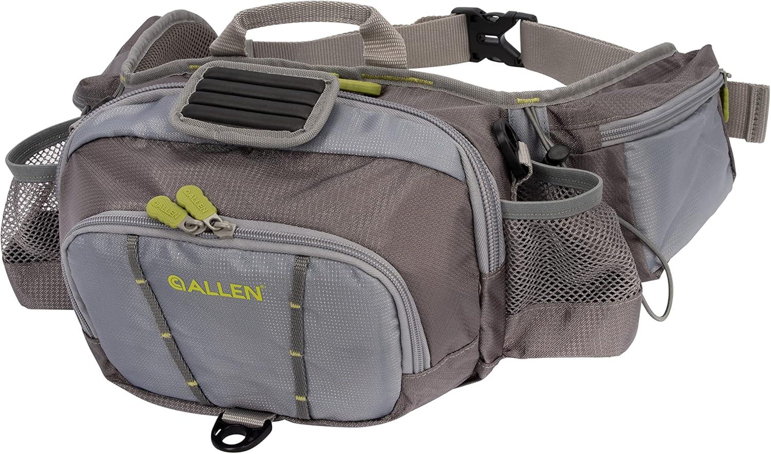 image:imageAllen Company Eagle River Lumbar Fly Fishing Pack Holds 6 Fly Boxes ZipDown Workstation Waist Bottle Pockets Durable Outdoor Waist Pack GrayLime and Olive GreenGrayLime