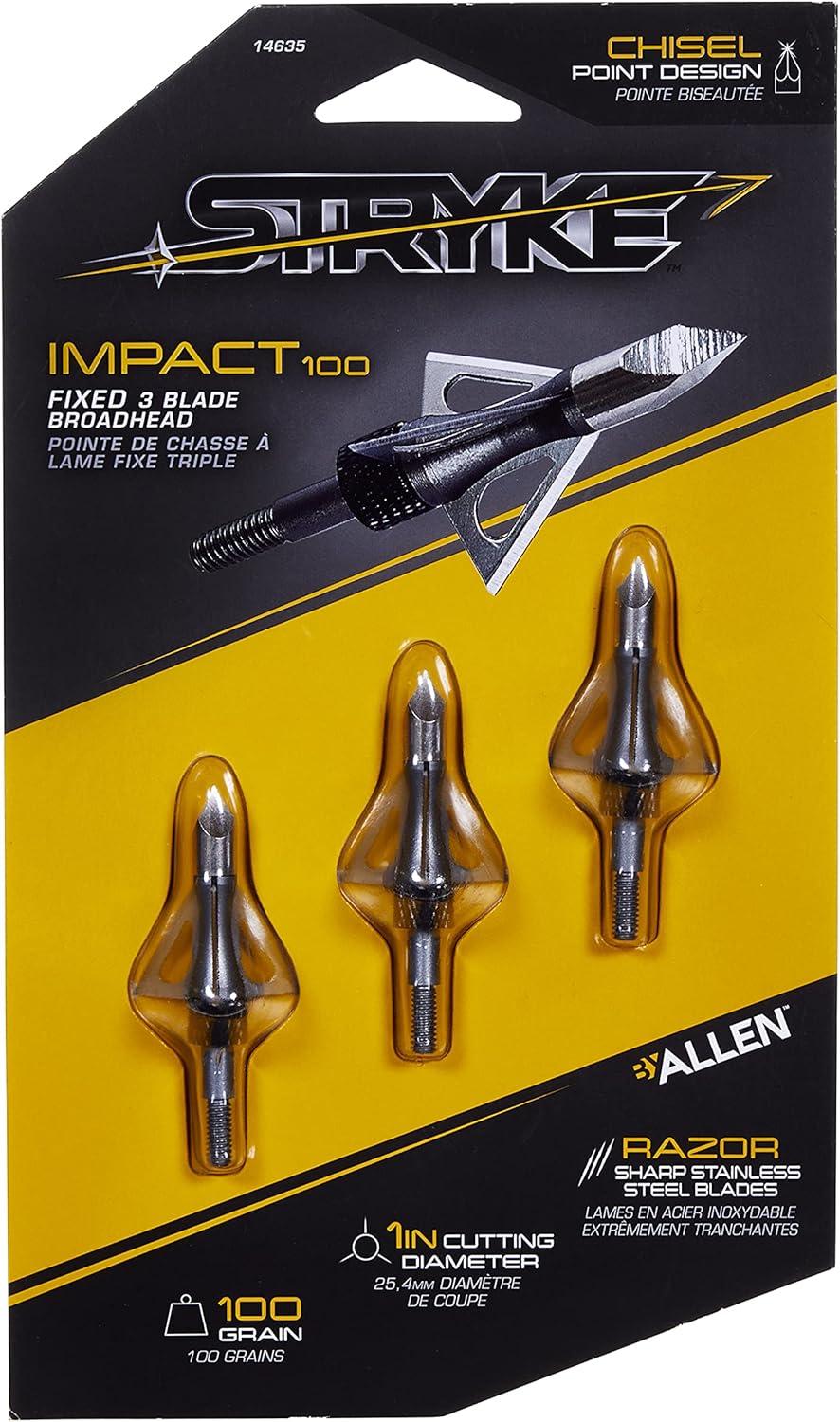 image:imageAllen Company Stryke Impact Fixed Blade Broadhead by Allen Company 100Grain 3PackSilver
