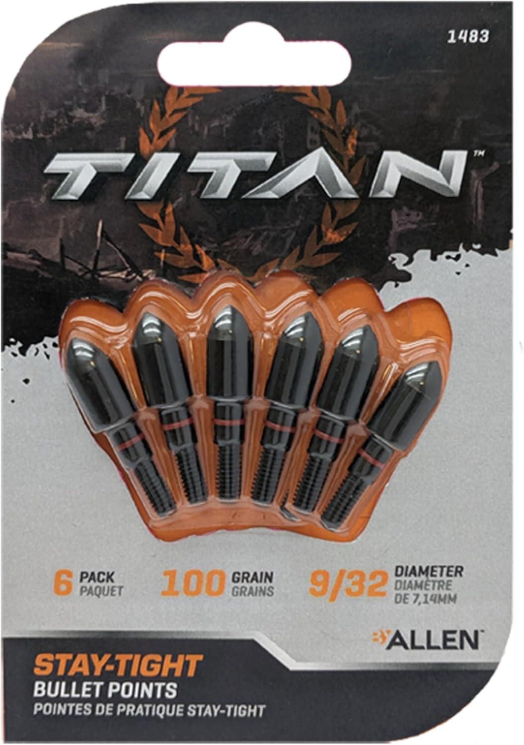image:imageAllen Company Titan Archery StayTight Bullet Points for Target Practice 6Pack Black932 100 gra