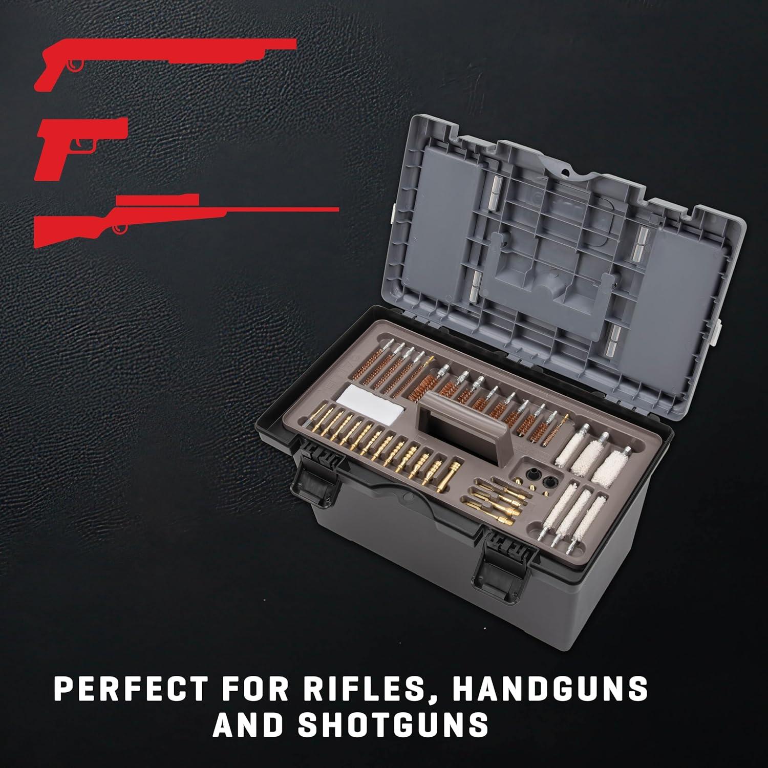 image:imageAllen Company Universal Gun Cleaning Kit and Tool Box Rifle Shotgun and Handgun Cleaner 65Piece Firearm Accessories for Men and Women Care and Maintenance Black