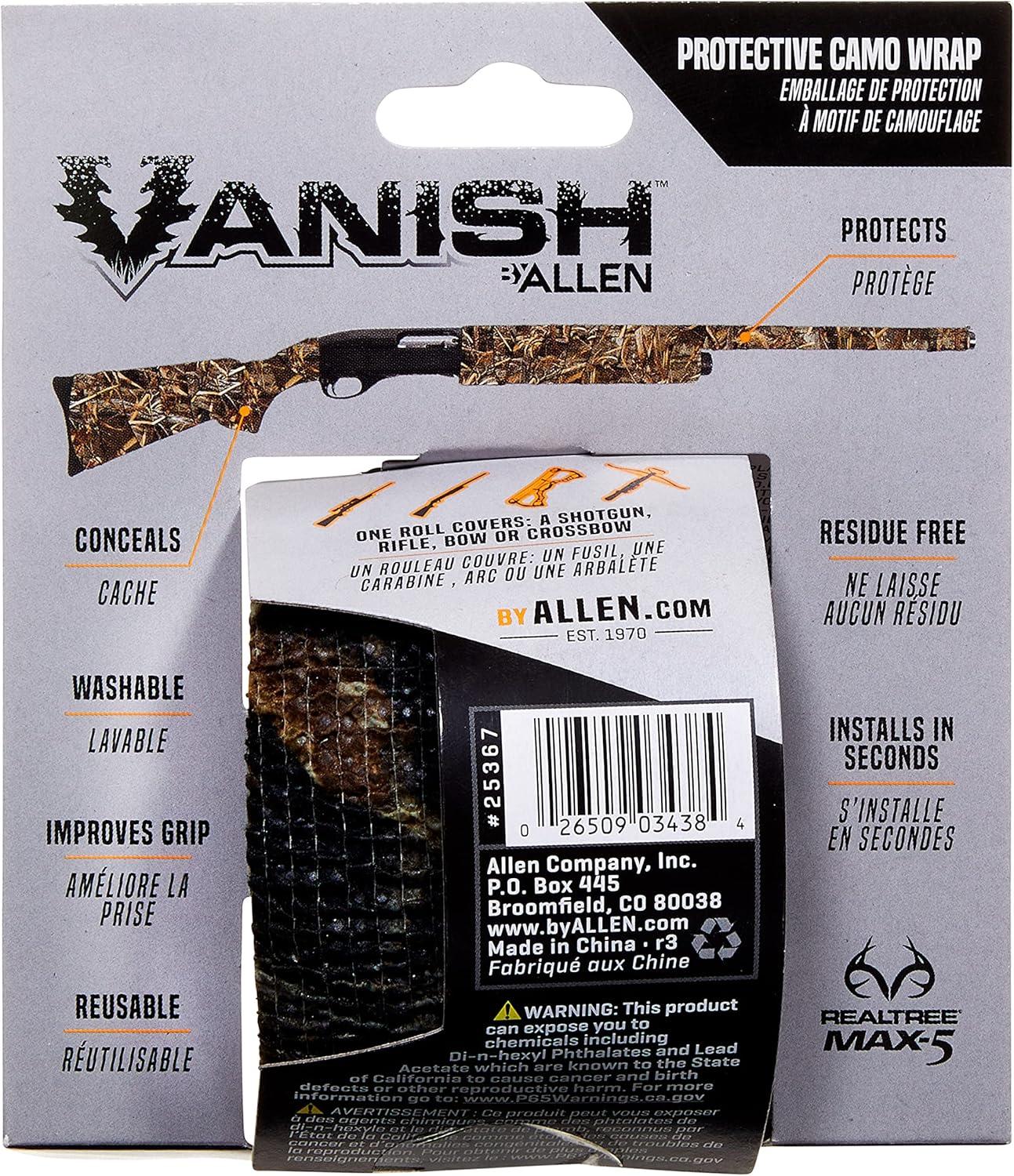 image:imageAllen Company Vanish Camo Rifle Wrap Protective Shotgun Hunting Gun Skin Reusable and Washable 2IN by 15FTRealtree Max5