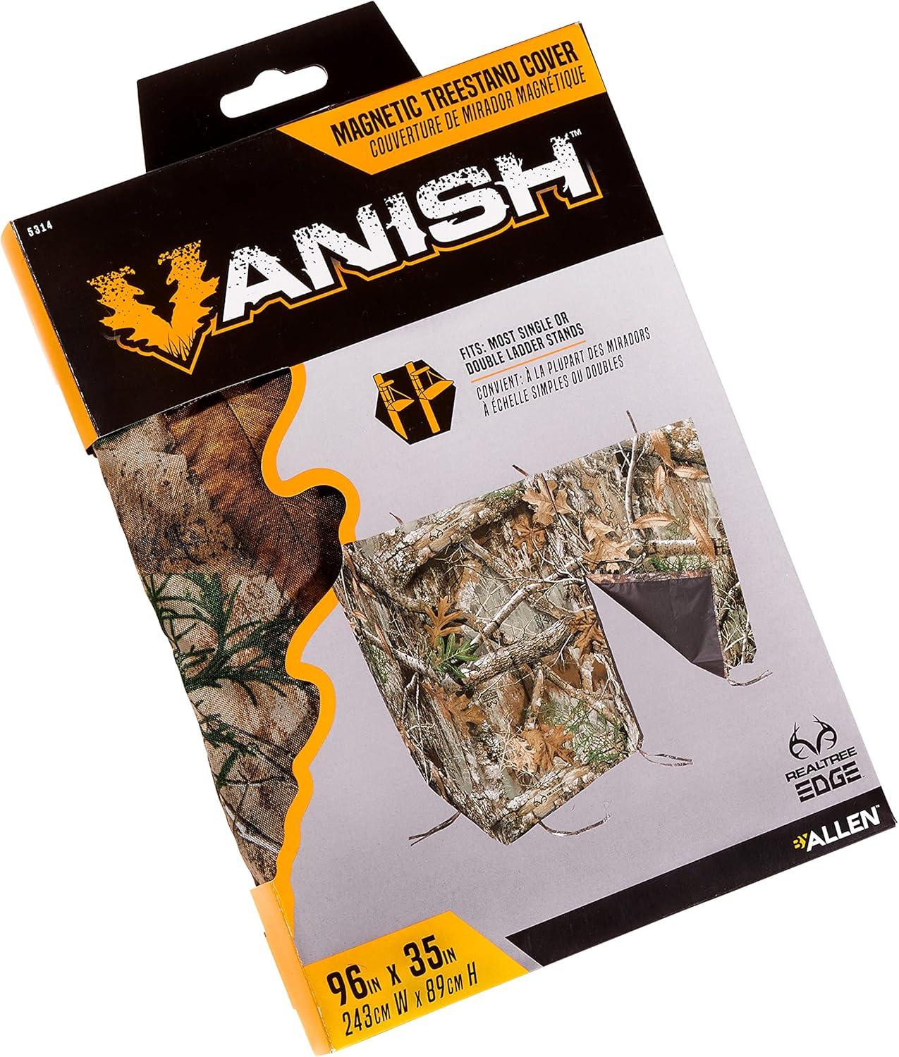 image:imageAllen Company Vanish Magnetic Treestand Cover Blind Kit Tree Stand Camo Blind Cover for Deer Elk and Moose Hunting Quick Set Up and Take Down Realtree Edge Camo 35 x 96
