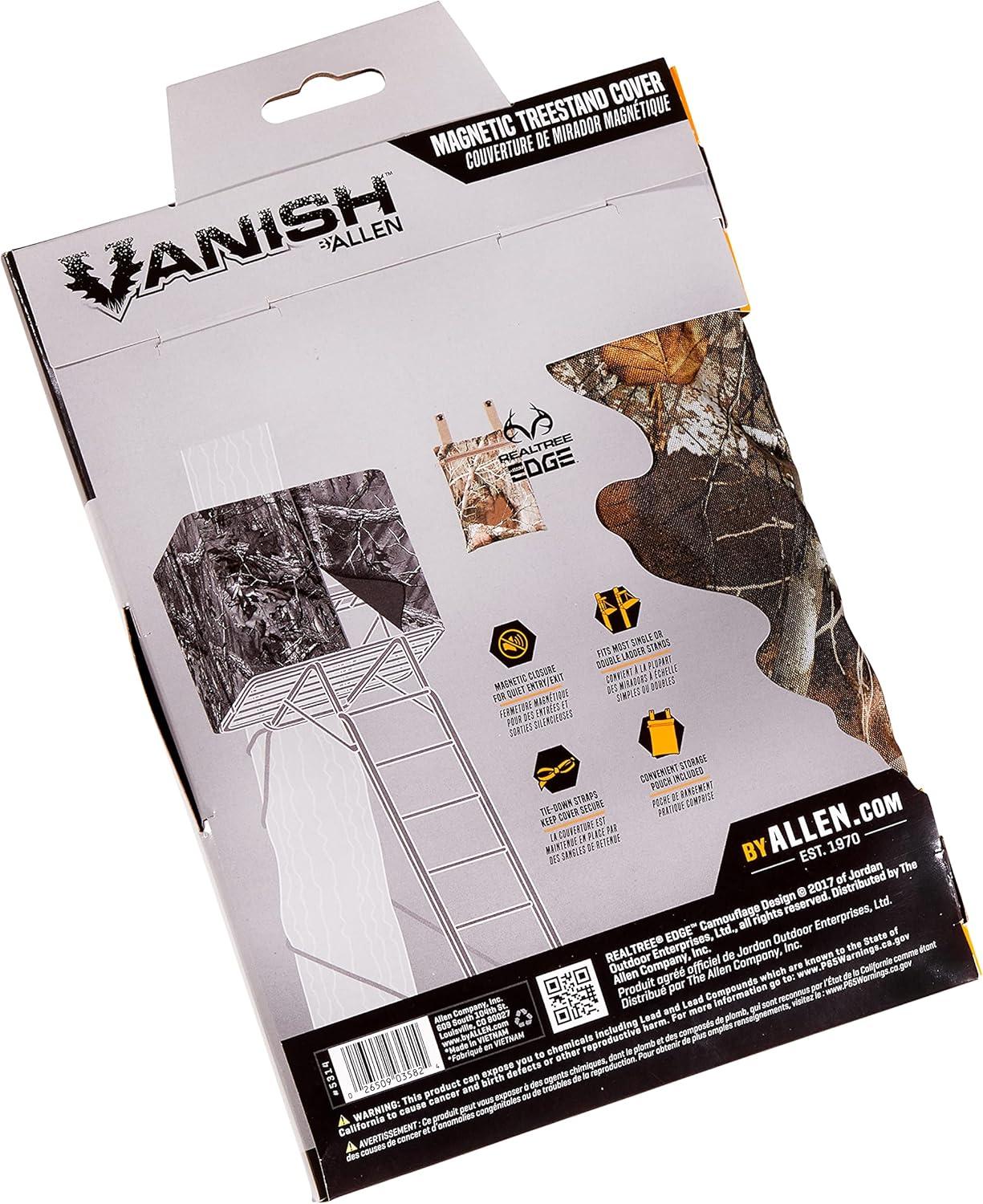 image:imageAllen Company Vanish Magnetic Treestand Cover Blind Kit Tree Stand Camo Blind Cover for Deer Elk and Moose Hunting Quick Set Up and Take Down Realtree Edge Camo 35 x 96