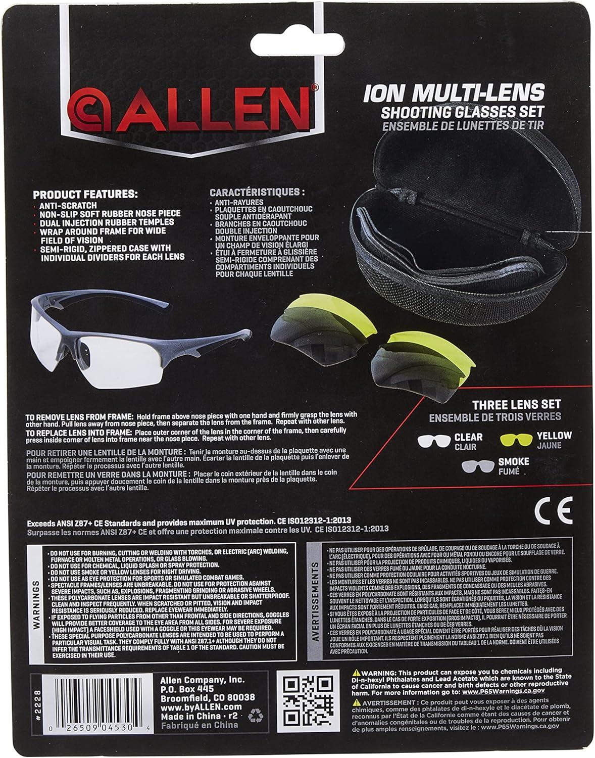 image:imageIon Ballistic Shooting Glasses 3 Interchangeable Lens Set Clear Yellow Smoke Padded Nose and Temple Comes with Zipper Case for Storage ANSI Z871 Rated CE ISO1231212103 ClearYellowGray