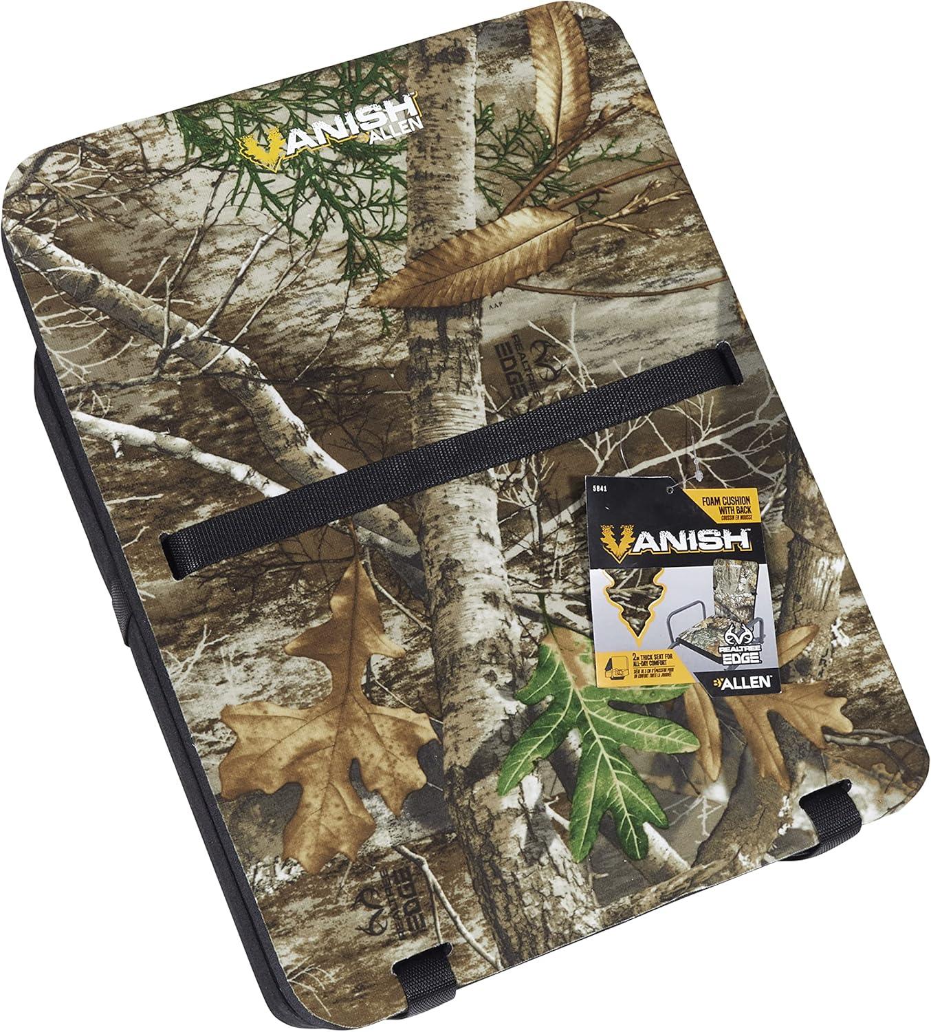image:imageVanish Hunting Seat Cushion w Back by Allen Company Waterproof Foam Pad for Treestand and Blind 2 Thick Quick Connect 15 x 14 Camo
