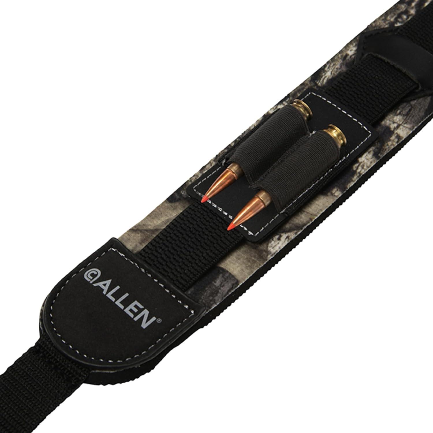 image:imageYukon Rifle Sling by Allen Company Neoprene Pad with NonSlip Back Holds 4 Rifle Cartridges QuickAdjust Buckle Swivels Tested to 300 lbs Hunting Gun Sling Mossy Oak BreakUp Country