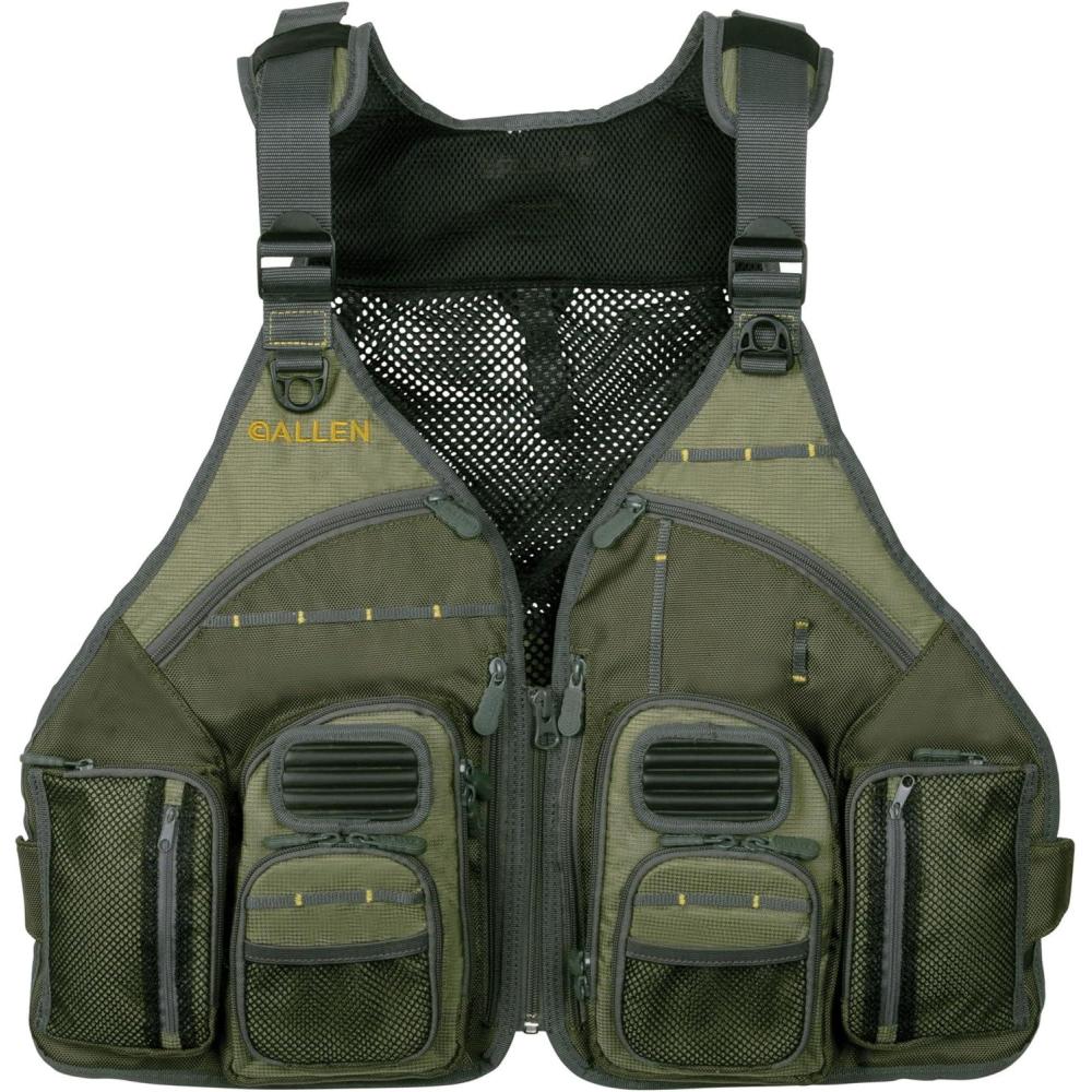 image:imageAllen Company Big Horn Fishing Chest Vest with MOLLE Web Gear Lash with Hydration Storage Pocket Fishing Outdoor Gear Olive Medium 6346