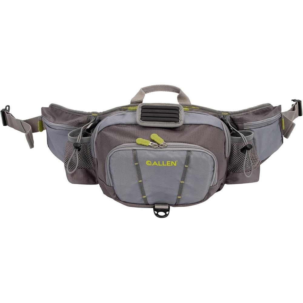 image:imageAllen Company Eagle River Lumbar Fly Fishing Pack Holds 6 Fly Boxes ZipDown Workstation Waist Bottle Pockets Durable Outdoor Waist Pack GrayLime and Olive GreenGrayLime