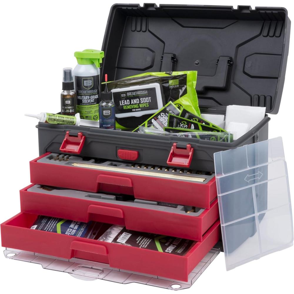 image:imageAllen Company Krome Universal Gun Cleaning Kit Handgun Rifle and Shotgun Cleaner 66Piece Gun Accessories for Men and WomenBlackRed66 Piece Universal Kit