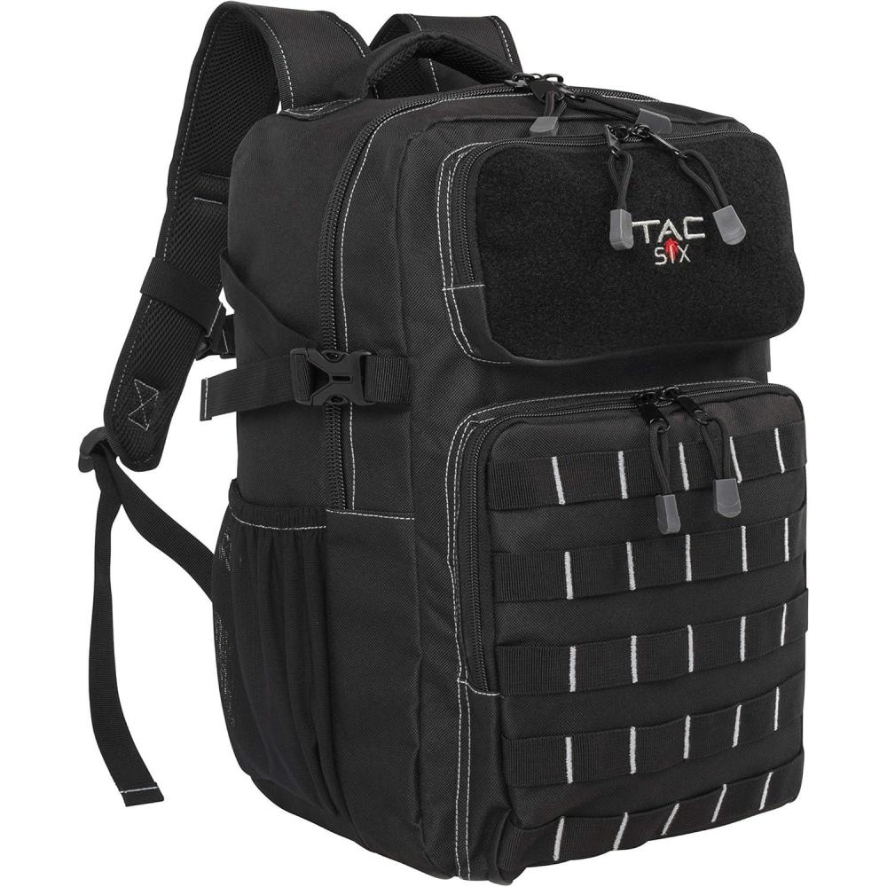 image:imageAllen Company TacSix Berm Tactical Backpack Customizable MOLLE Connection System with Padded Laptop Sleeve 11 L x 9 W 17 H inches 1683 cuin 276 liters Black one Size