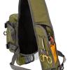 Allen Company Cedar Creek Fly Fishing Sling Pack – Fits up to 4 Tackle/Fly Boxes and Other Accessories – Gray/Lime and Olive Green