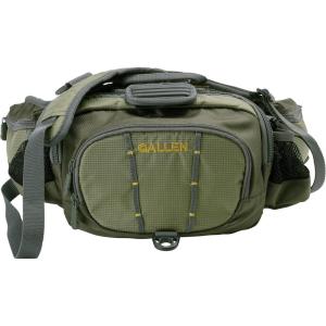 Allen Company Eagle River Lumbar Fly Fishing Pack – Holds 6 Fly Boxes, Zip‑Down Workstation, Waist Bottle Pockets, Durable Outdoor Waist Pack – Gray/Lime and Olive Green(Olive Green)