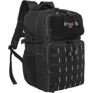 Allen Company Tac-Six Berm Tactical Backpack, Customizable MOLLE Connection System, with Padded Laptop Sleeve, 11 L x 9 W 17 H inches, 1683 cu.in. (27.6 liters), Black, one Size