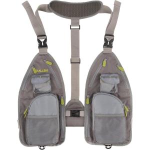 Allen Company Ultra-Light Gallatin Strap Pack Fishing Vest, Fits up to 4 Tackle/Fly Boxes, 14 Accessory Pockets(Gray/Lime)