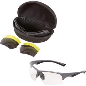 Ion Ballistic Shooting Glasses, 3 Interchangeable Lens Set: Clear, Yellow, Smoke, Padded Nose and Temple, Comes with Zipper Case for Storage, ANSI Z87.1 Rated, CE ISO12312-1:2103, Clear/Yellow/Gray