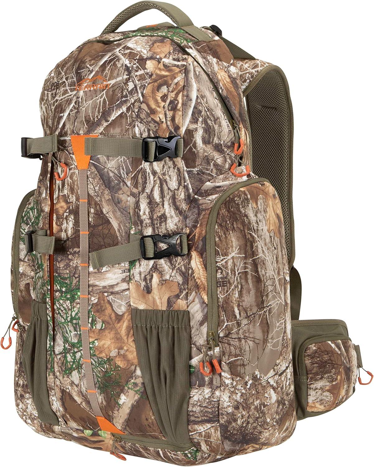 image:imageAllen Company Camo Daypack Hiking Hunting Camping Backpack Camouflage Large Pack with Waist Support Bow and Rifle Carry System Overnight Hiking Back Pack Terrain Crater Daypack 47L Green
