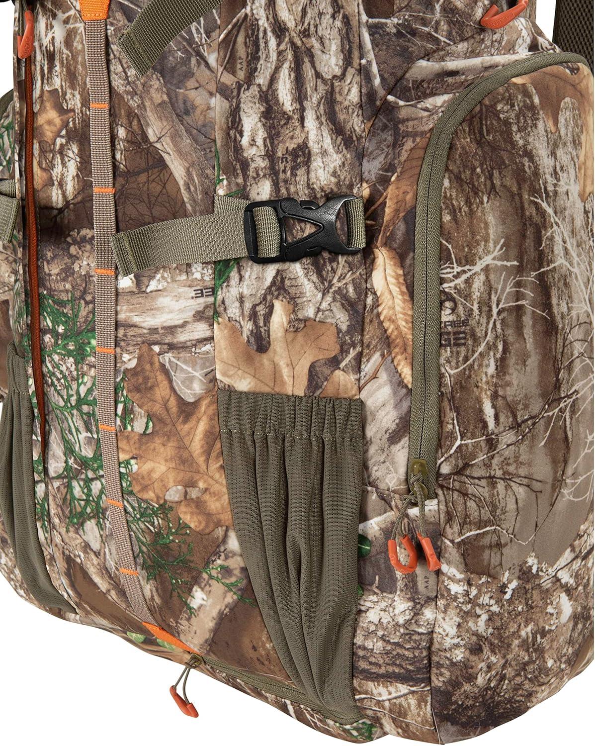 image:imageAllen Company Camo Daypack Hiking Hunting Camping Backpack Camouflage Large Pack with Waist Support Bow and Rifle Carry System Overnight Hiking Back Pack Terrain Crater Daypack 47L Green