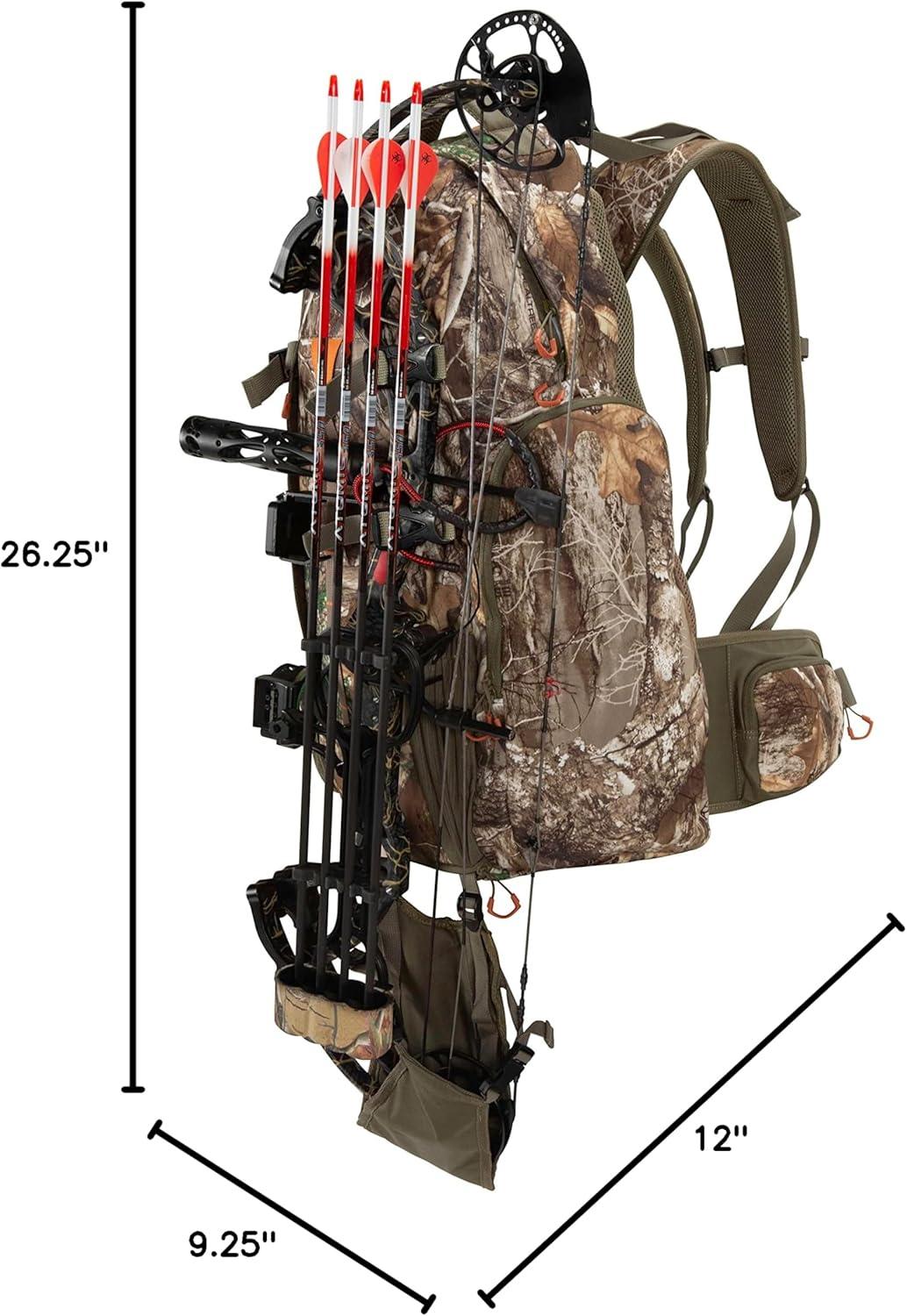 image:imageAllen Company Camo Daypack Hiking Hunting Camping Backpack Camouflage Large Pack with Waist Support Bow and Rifle Carry System Overnight Hiking Back Pack Terrain Crater Daypack 47L Green
