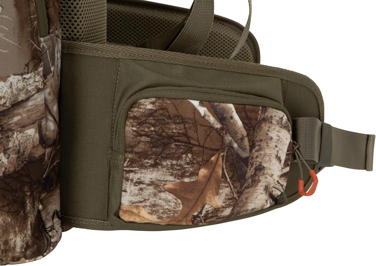 image:imageAllen Company Camo Daypack Hiking Hunting Camping Backpack Camouflage Large Pack with Waist Support Bow and Rifle Carry System Overnight Hiking Back Pack Terrain Crater Daypack 47L Green