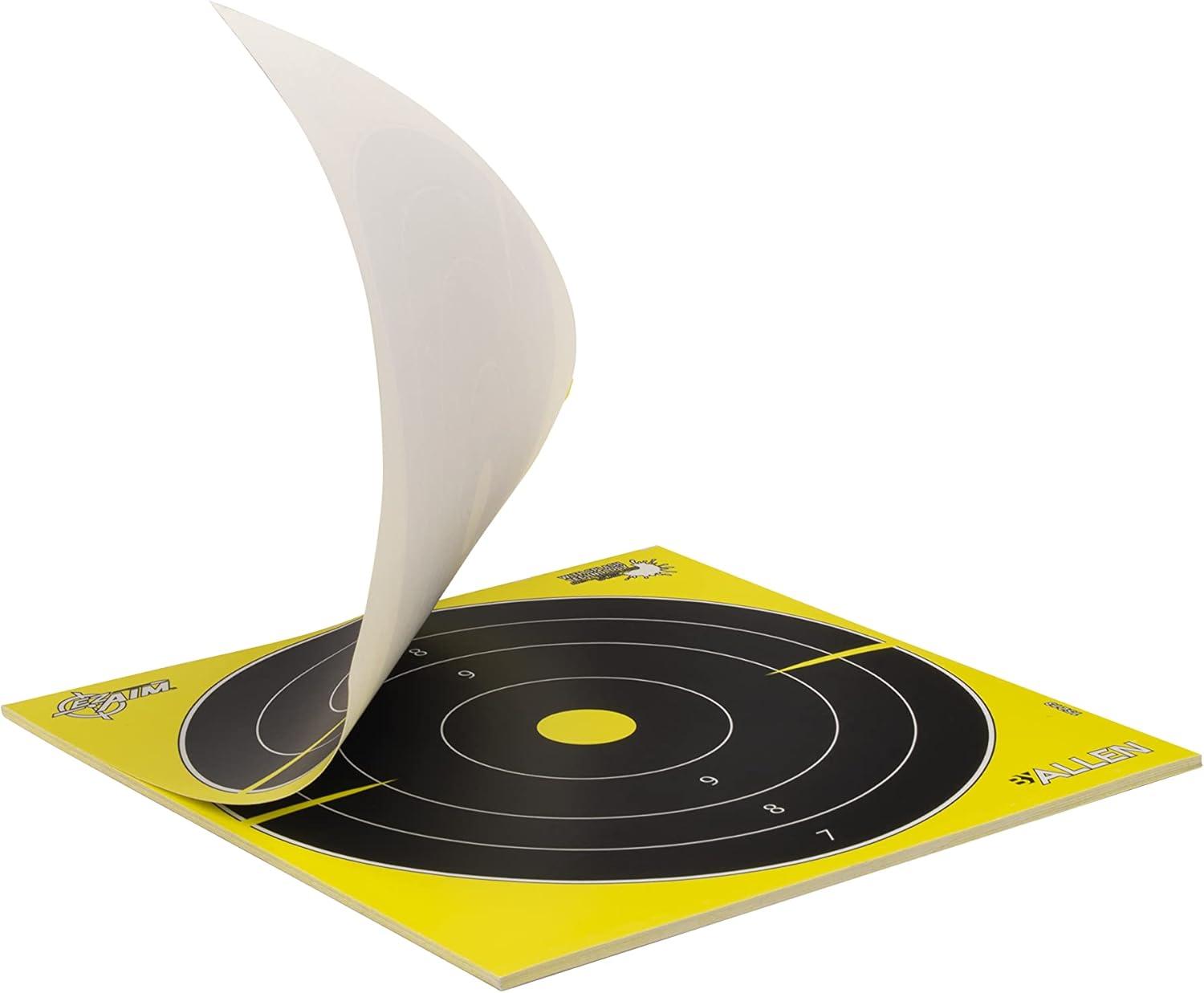 image:imageAllen Company EZ Aim Splash Reactive Paper Shooting Targets Bullseye Peel Away Target Pad 125 Square 30Pack BlackChartreuse