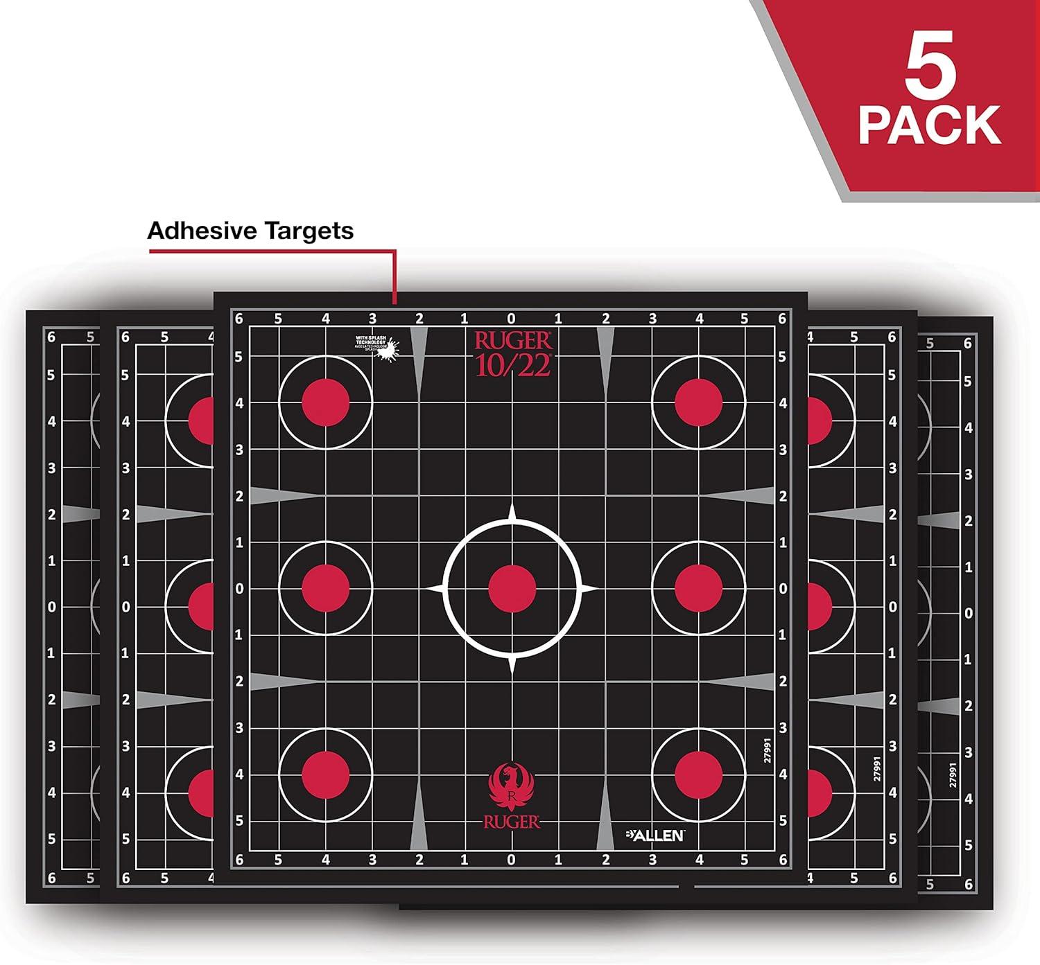 image:imageAllen Company Ruger 1022 Paper Shooting Target Splash Splatter Reactive Adhesive Target Kit Sightin Square Target 5 Targets Per Pack5 Targets