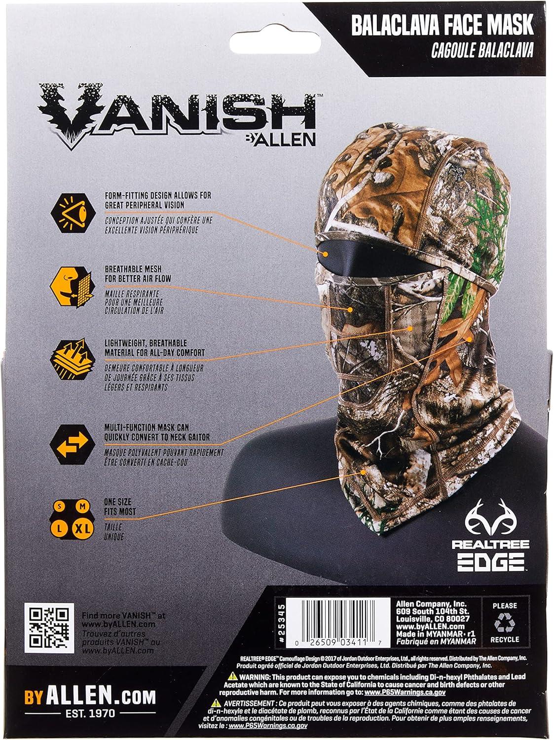 image:imageAllen Company Vanish Stretch Fit Camouflage Balaclava Camo Hunting Face CoverRealtree Edge