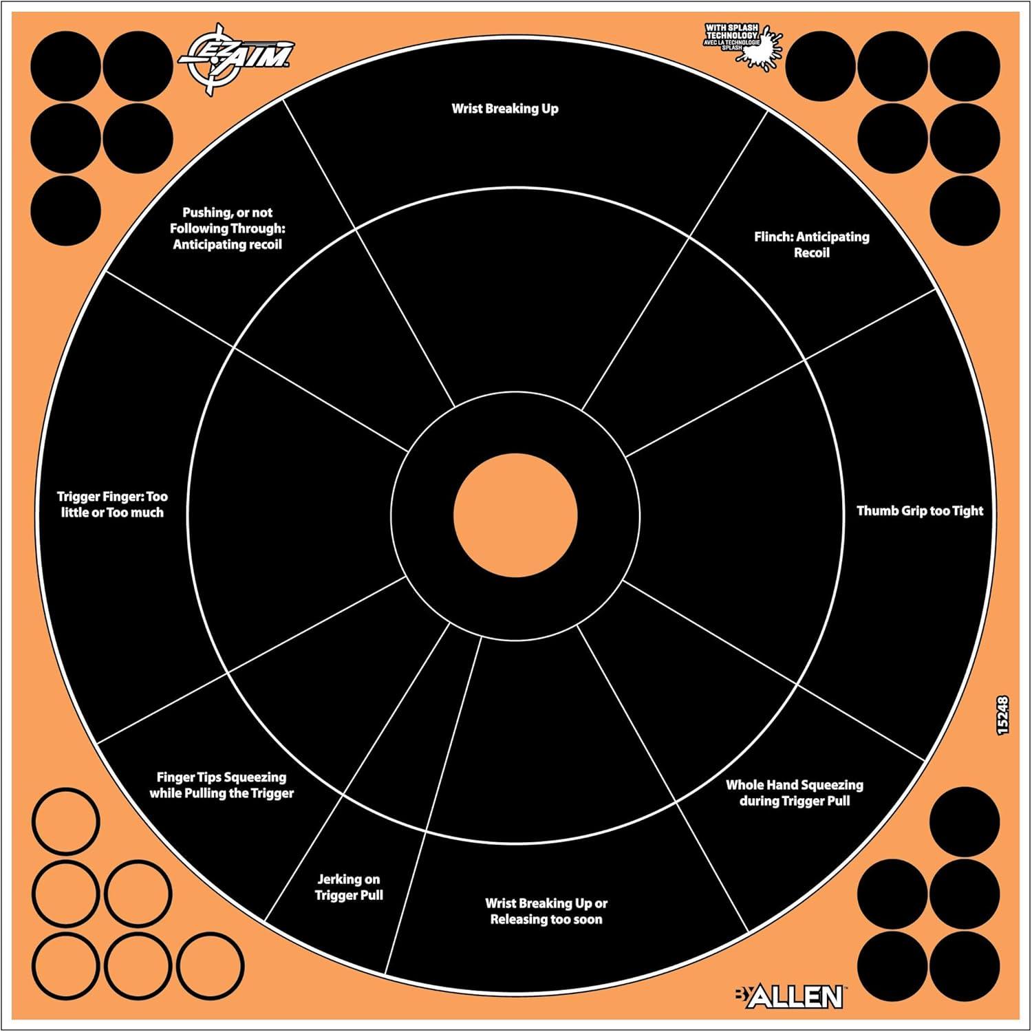 image:imageEZAim Adhesive Splash Technology Shooting Targets BullseyeHandgun TrainerSightinGridGun Rifle Pistol Airsoft BB Gun Air RifleHandgun Trainer Target 12 inch 5 Pack