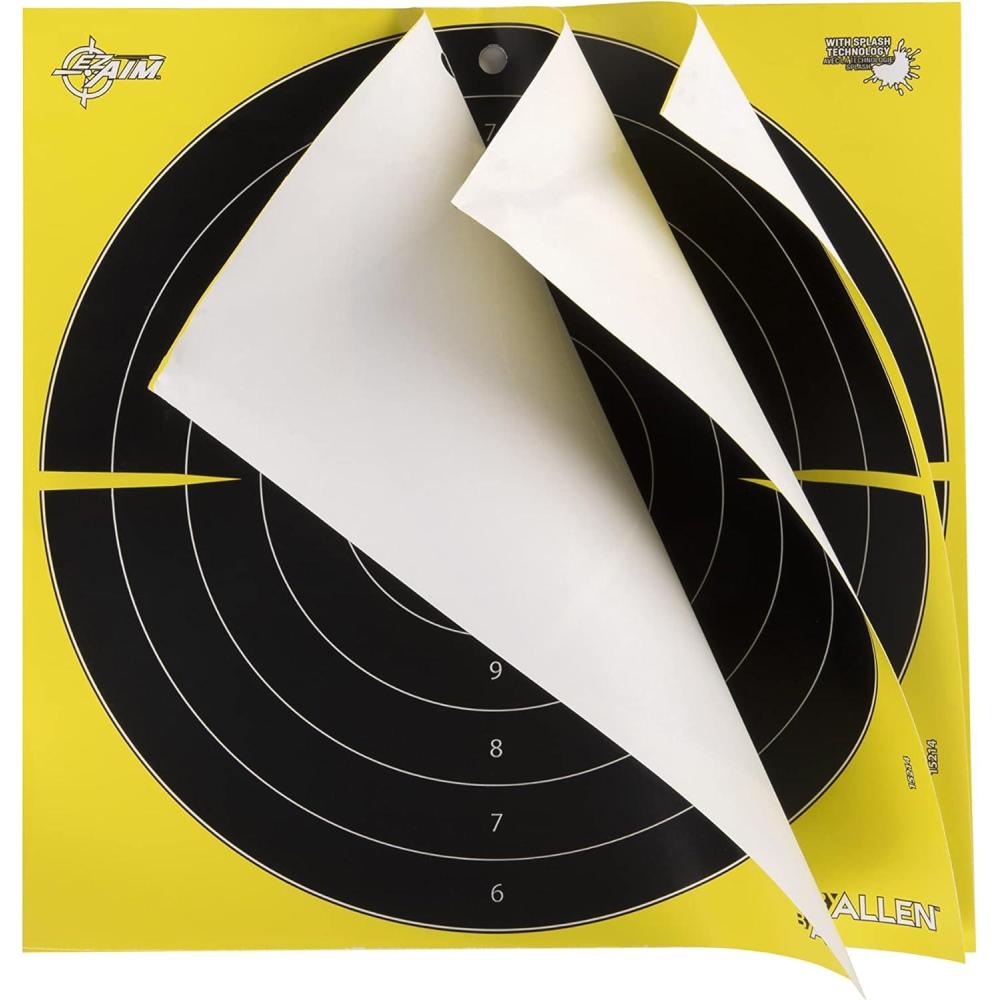 image:imageAllen Company EZ Aim Splash Reactive Paper Shooting Targets Bullseye Peel Away Target Pad 125 Square 30Pack BlackChartreuse