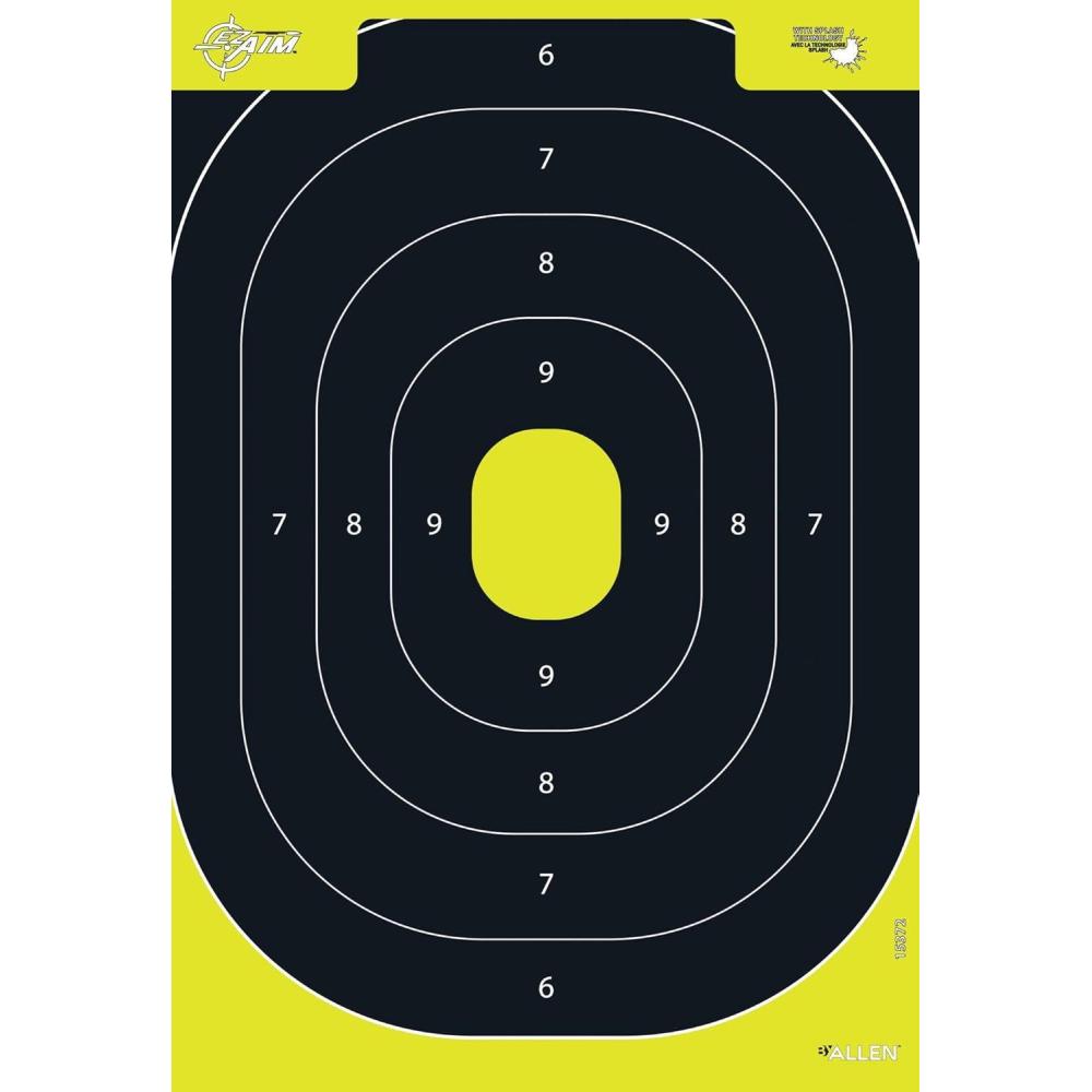 image:imageAllen Company EZ Aim Splash Reactive Paper Shooting Targets IPSC Silhouette Trainer 125 W x 1825 H BlackChartreuse30Pack