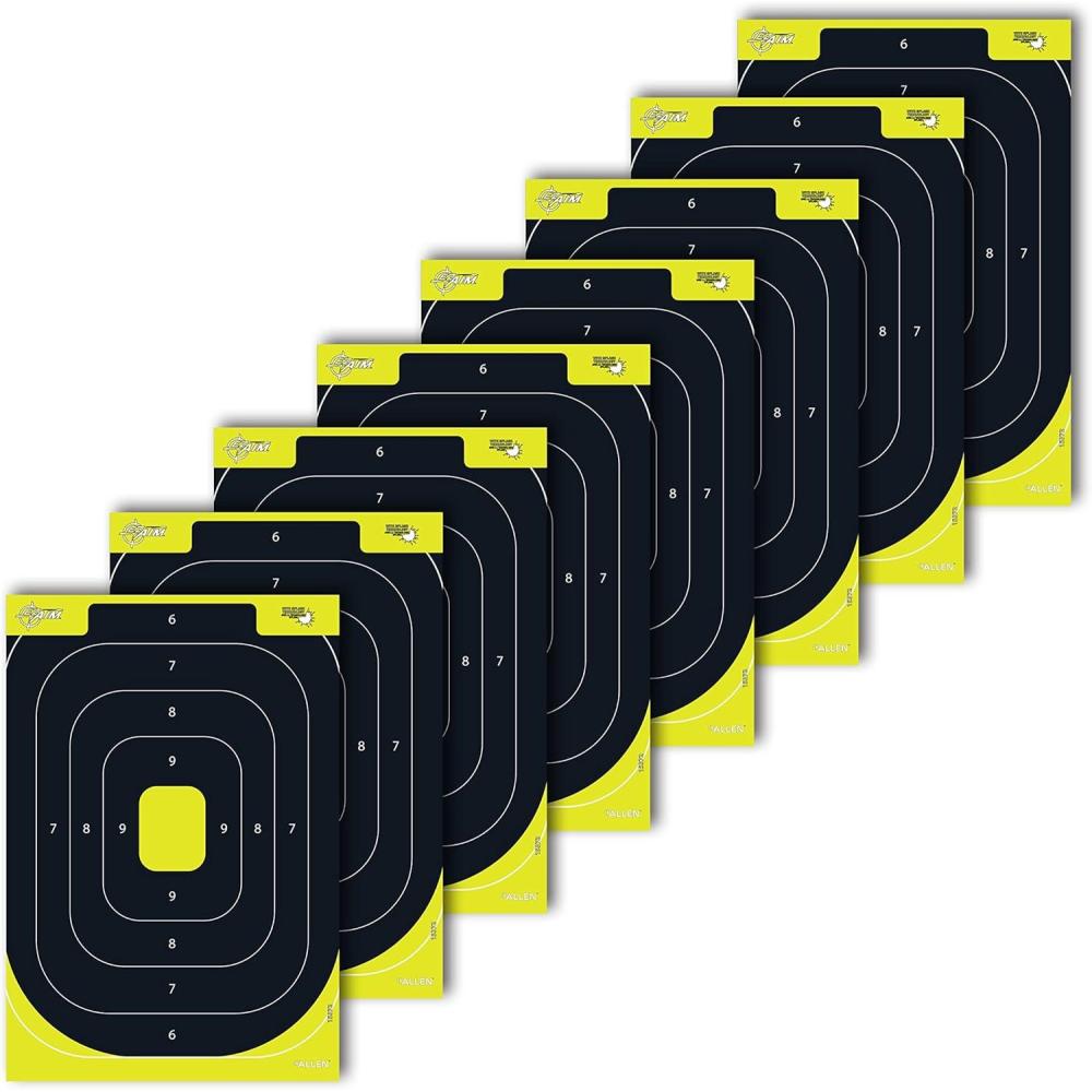 image:imageAllen Company EZ Aim Splash Reactive Paper Shooting Targets IPSC Silhouette Trainer 125 W x 1825 H BlackChartreuse8Pack