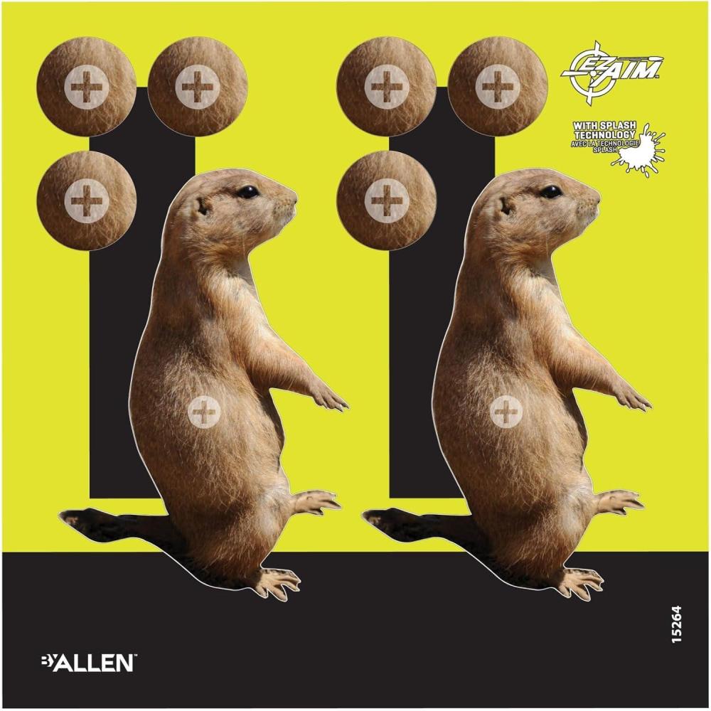 image:imageAllen Company EZ Aim Splash Reactive Paper Shooting Targets Prairie Dog Target 8 W x 8 H 6Pack BlackChartreuse