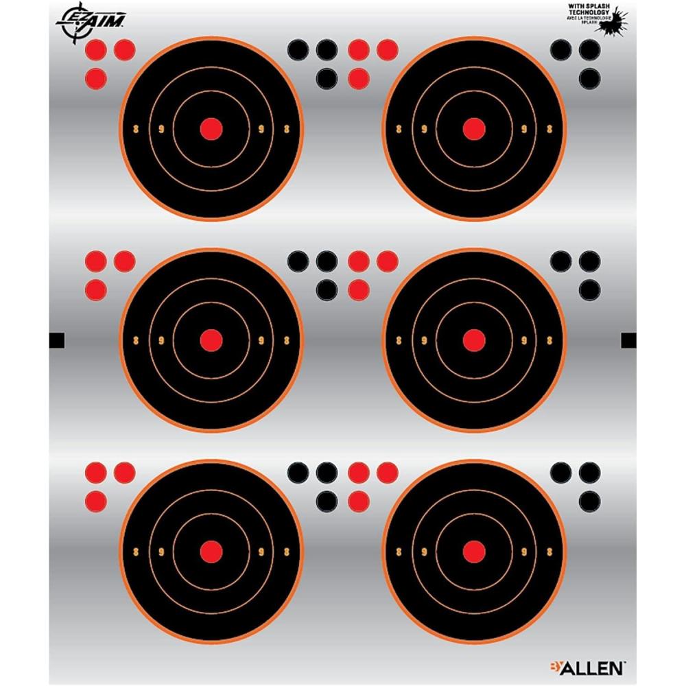 image:imageEZ Aim Reflective Adhesive Splash Shooting Target by Allen Paper Targets  Bullseye Handgun Trainer Sight Grid Human Silhouette Aiming DotsAiming Dots Target  3 inch x 3 inch  6 Dots Per Sheet  6 Sheets Pack