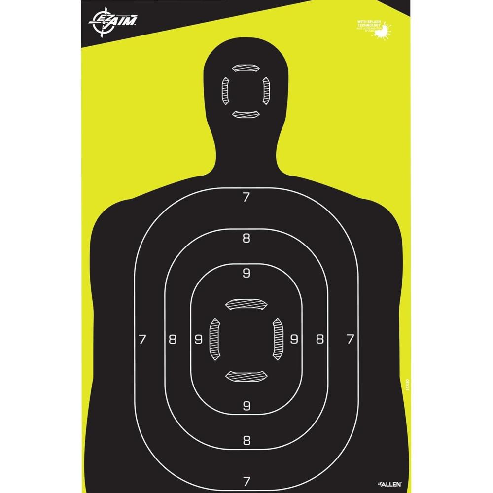 image:imageEZ Aim Splash by Allen Company Reactive Paper Shooting Targets  Silhouette 12x18 5Pack  Bright Impact Technology  Target Practice  BlackChartreuse