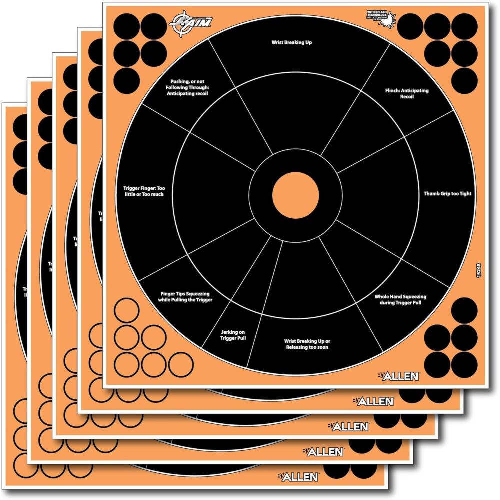 image:imageEZAim Adhesive Splash Technology Shooting Targets BullseyeHandgun TrainerSightinGridGun Rifle Pistol Airsoft BB Gun Air RifleHandgun Trainer Target 12 inch 5 Pack