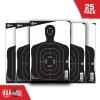EZ Aim Paper Shooting Targets Silhouette, Center Mass Aiming Point, Self Defense Training, 12″x18″ Pistol Rifle Practice, 25-Pack Black/White