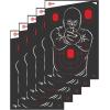 EZ Aim Splash Reactive Paper Shooting Targets Bad Guy Silhouette, Instant Yellow Impact Feedback, 12″x18″ Pistol Rifle Training, 5-Pack Black/Red