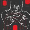EZ Aim Splash Reactive Paper Shooting Targets Bad Guy Silhouette, Instant Yellow Impact Feedback, 12″x18″ Pistol Rifle Training, 5-Pack Black/Red