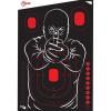 EZ Aim Splash Reactive Paper Shooting Targets Bad Guy Silhouette, Instant Yellow Impact Feedback, 12″x18″ Pistol Rifle Training, 5-Pack Black/Red