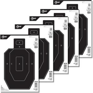 Allen Company EZ Aim Paper Shooting Targets, IPSC Silhouette, Peel Away Target Pad, 12″ W x 18″ H, 50-Pack, Black/White